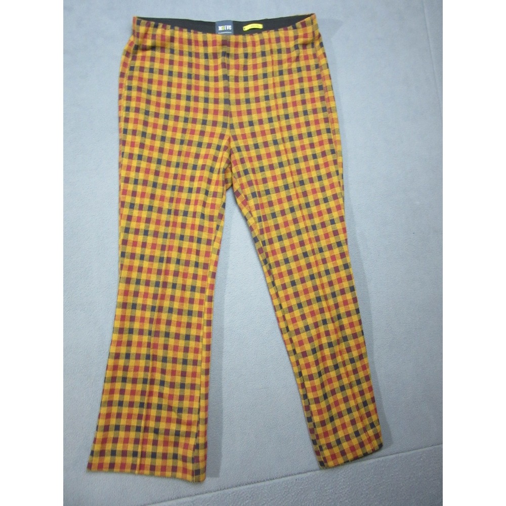 Maeve Anthropologie Pants Womens Medium Yellow Plaid Knit Stretch Trousers
